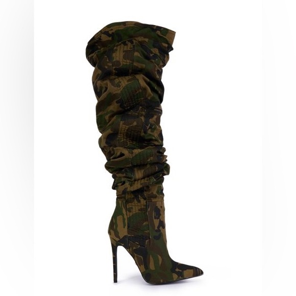 AZALEA WANG Denim Camo Slouchy High Heel Boot - Picture 5 of 5